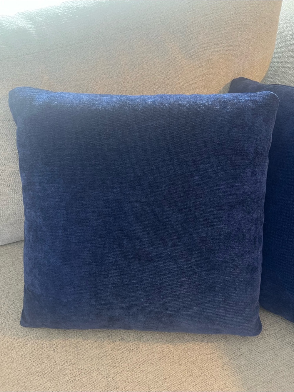 Deep Navy Velvet Square Throw Pillow